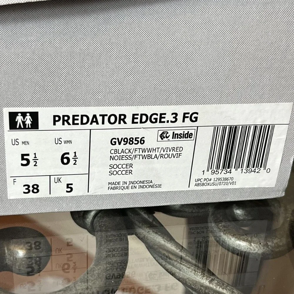 ✅ Adidas Predator Edge .3 FG Black Blue Soccer Cleats Men‎ Sz 5.5 / Women Sz 6.5